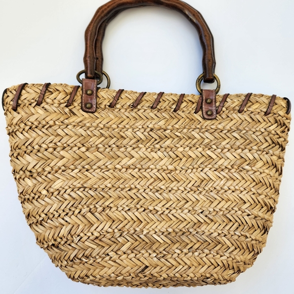 Boho Summer Woven Straw Bag Gem Stones Embellished Beach - Picture 3 of 17